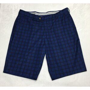 Carnoustie Performance Golf Shorts Men's Blue Black Plaid Tag 36 FIT 38 x 11.5